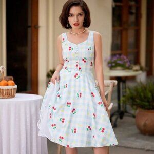 New Rockabilly Dress Retro Pin Up Picnic Fit N Flare Cherries Cherry medium